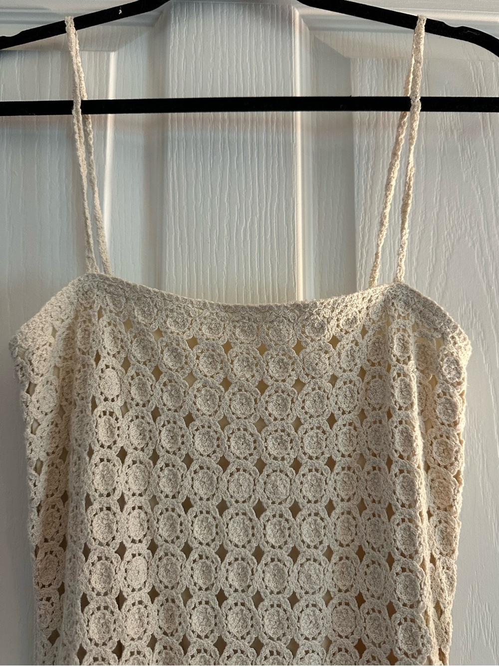 NWT Torn by Ronny Kobo Collection Cream Crochet Fringe Midi Dress $208 - Picture 6 of 9